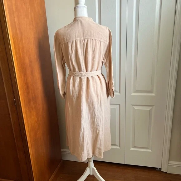 NWT ZARA linen button down midi shirt dress. Size L - Picture 8 of 10